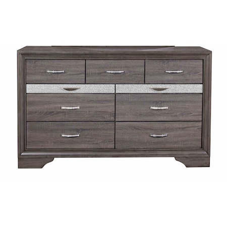 Global Furniture Usa Traditional Glam Melamine Seville Grey Dresser 1502